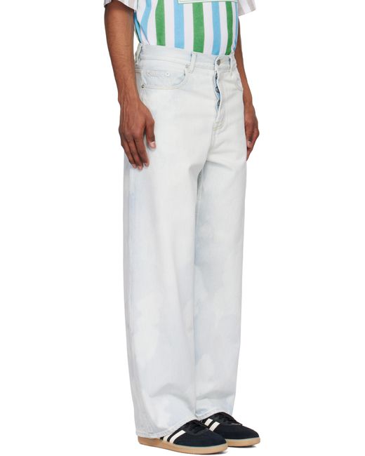 メンズ le PERE ブルー ワイドレッグジーンズ White