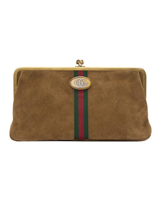 Gucci Brown Suede Ophidia Clutch