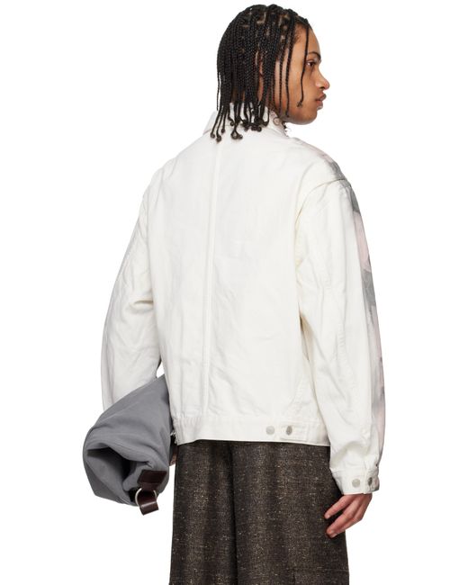 メンズ Dries Van Noten グレー＆ホワイト プリント ジャケット Gray