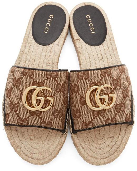 Gucci Black Canvas Gg Espadrille Sandals