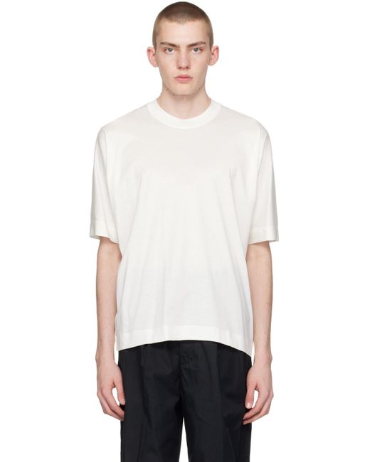 メンズ Emporio Armani オフホワイト ロゴ刺繍 Tシャツ White