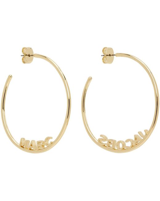 Marc Jacobs Black Gold 'the Monogram Hoops Dtm' Earrings