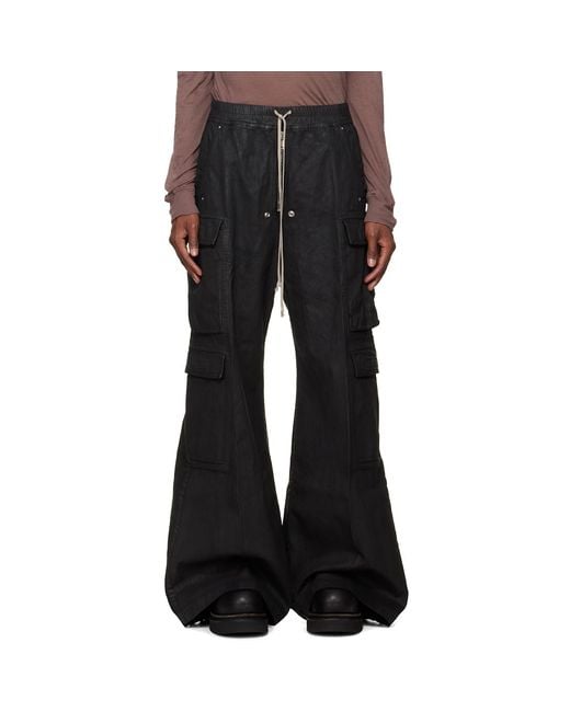 Rick Owens Black Tower Double Cargo Jumbo Belas Jeans for men