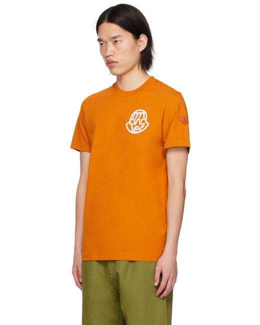 メンズ Moncler ガーメントウォッシュ Tシャツ Orange