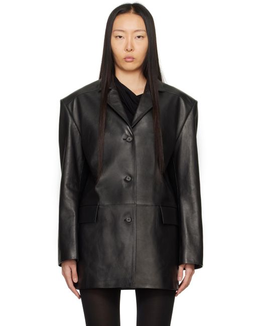 Magda Butrym Black Oversized Leather Blazer