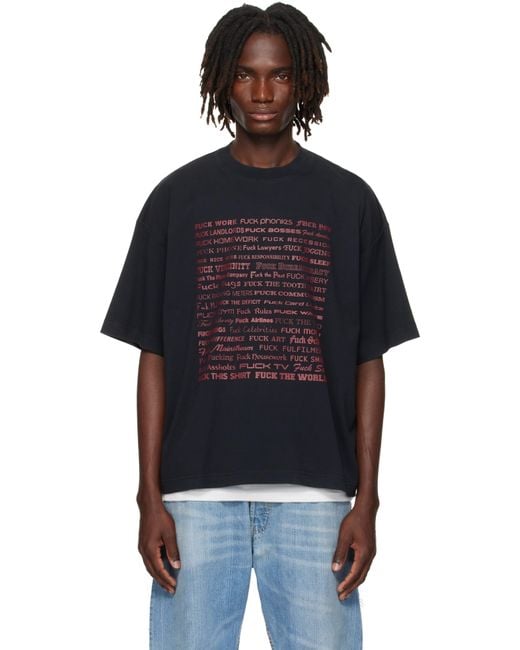Vetements Men's Black 'Fuck' Regular T-Shirt