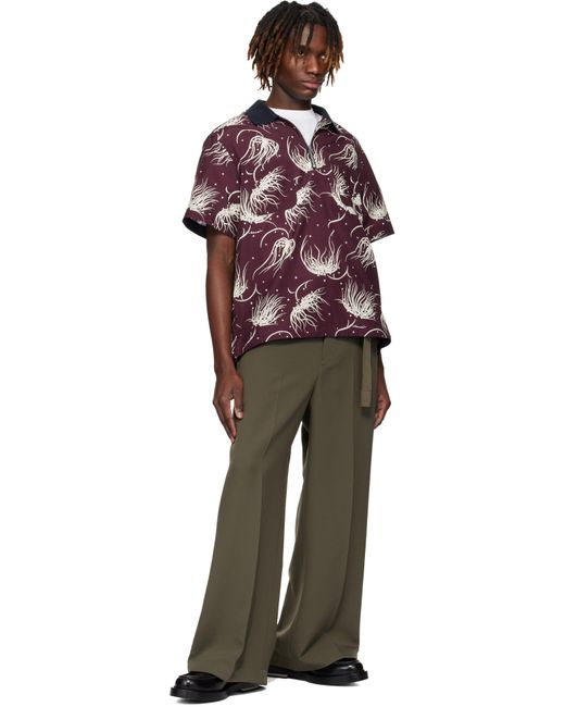 メンズ Sacai カーキ Matelasse ツイル トラウザーズ Green