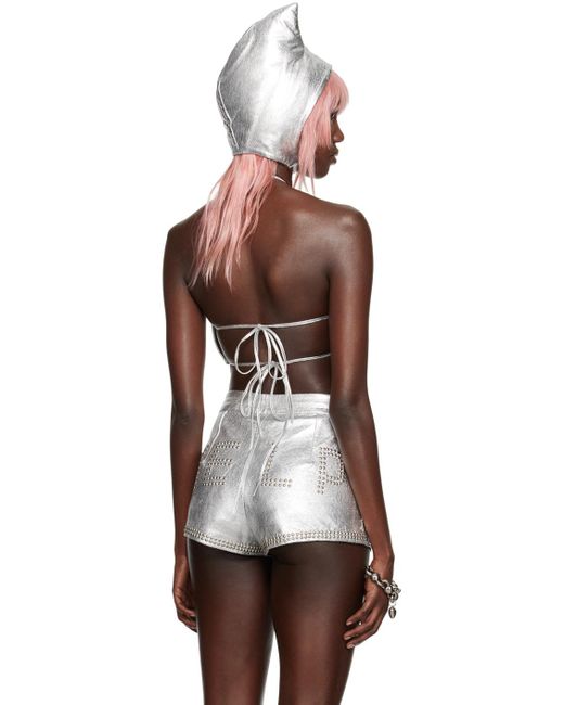 Im Sorry by Petra Collins Metallic Ssense Exclusive Mimi Wade Edition Leather Bikini Top