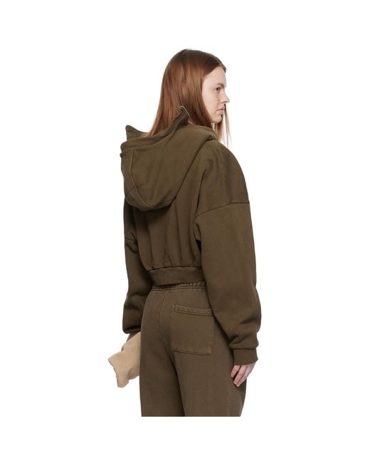 Entire studios Brown Cropped Full Zip Hoodie