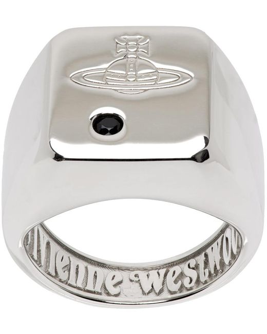★人気★【Vivienne Westwood】CARLO RING Carlo Ring in PLATINUM-BLACK-CZ | Vivienne Westwood®
