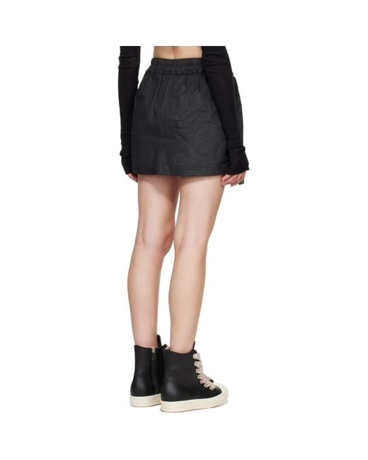 Rick Owens Black Tower Fog Denim Miniskirt