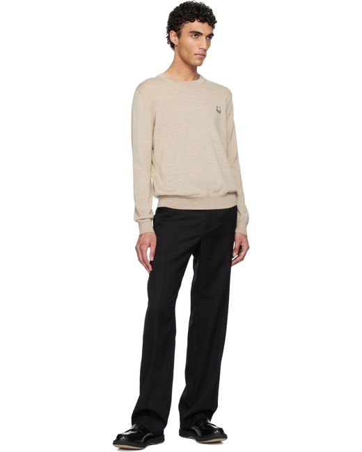 メンズ Maison Kitsuné ベージュ ボールド フォックスヘッド パッチ レギュラー セーター Black