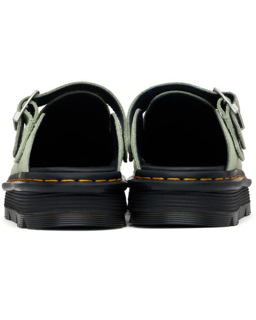 メンズ Dr. Martens グリーン Zebzag スエード スリングバック プラットフォーム ミュール Black