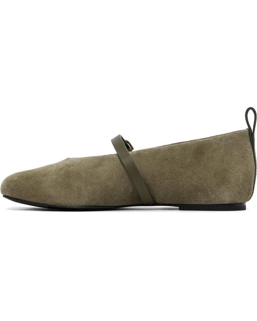 Rag & Bone Black Khaki Spire Suede Mary Jane Flats