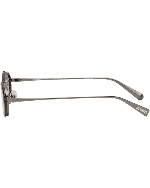Jacquemus Brown Gunmetal Linda Farrow Edition 'The Bellini' Sunglasses for men