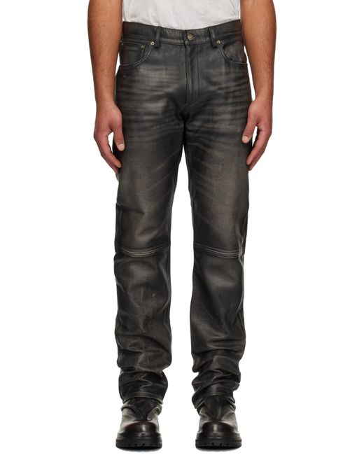424 Black Fivepocket Leather Pants for men