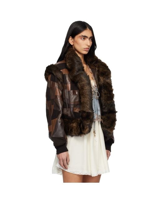 Chloé Black Short Hybrid Leather Bomber Jacket
