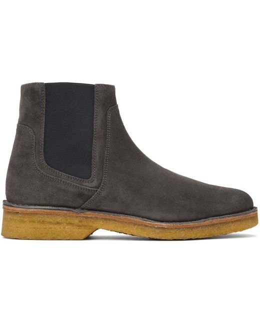 A.P.C. Black . Gray Theodore Chelsea Boots for men