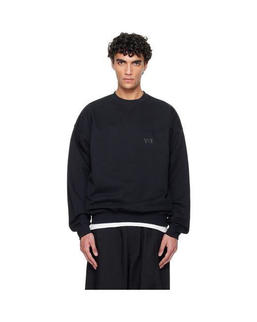 Y-3 Black Brushed Terry Crew Sweatshirt for men