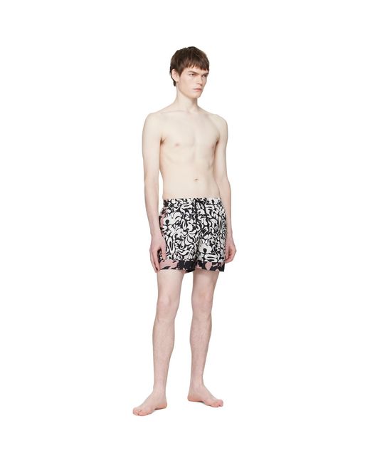 Dries Van Noten Black Printed Swim Shorts for men