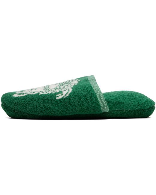 Versace Green Cotton-Terry Jacquard Slippers
