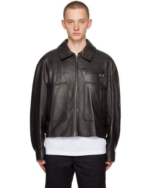 Wooyoungmi Black Brown Hardware Leather Jacket for men