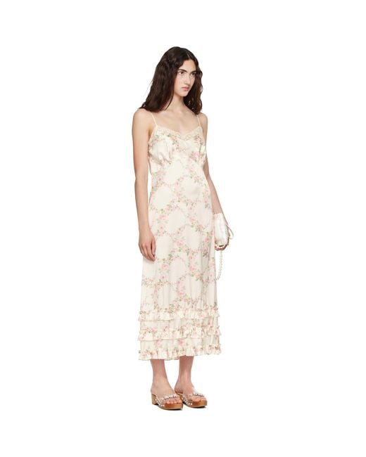 Simone Rocha Natural Off- Ruffle Frill Hem Slip Midi Dress