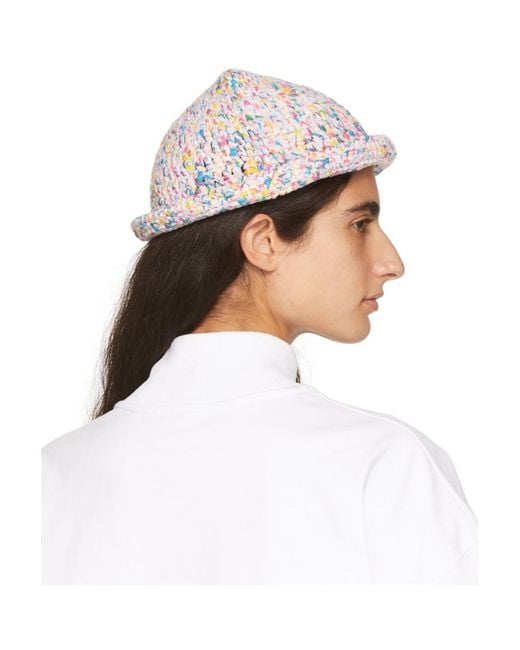 we11done White Multicolor Crochet Logo Bucket Hat