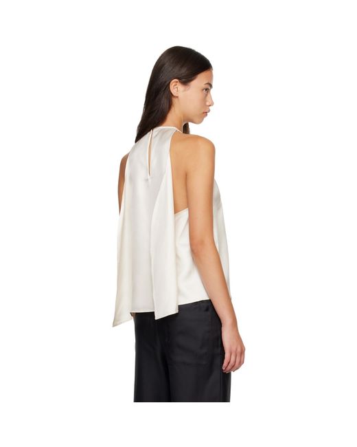Loulou de Saison White Off- Cami Silk Twill Cape Top
