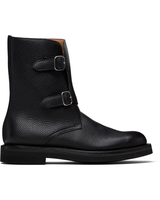 Auralee Black Leather Work Boots for men