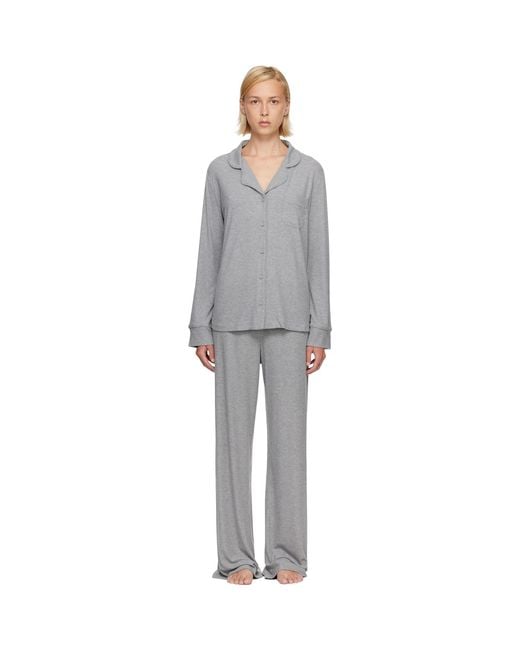 Skims Gray Soft Lounge Sleep Pyjama Set