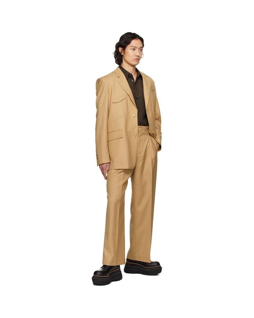 Feng Chen Wang Natural Tan Multi Slash Blazer for men