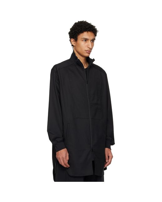 Y-3 Black Refined Wool Long Track Jacket for men