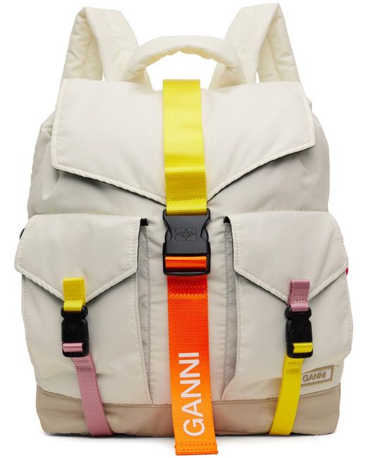 Ganni Gray Off-white Tech Backpack