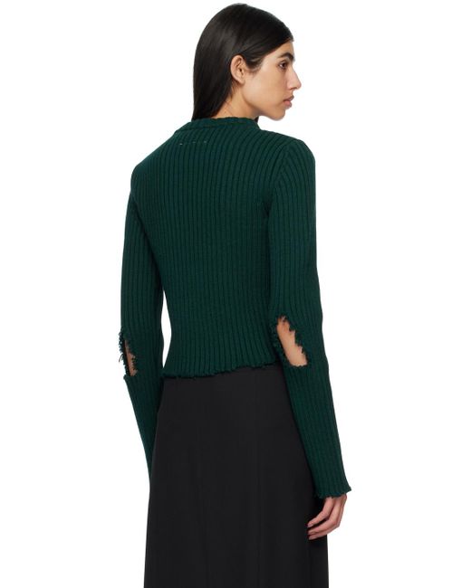 MM6 by Maison Martin Margiela Green Cutout Sweater