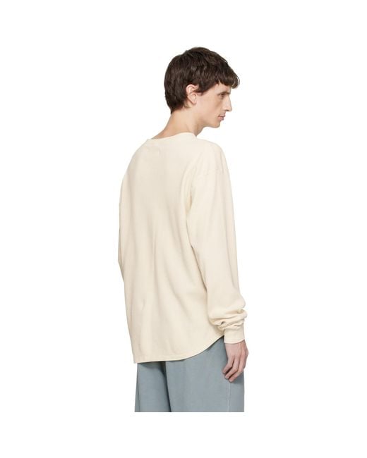 Les Tien White Off- Baseball Hem Henley for men
