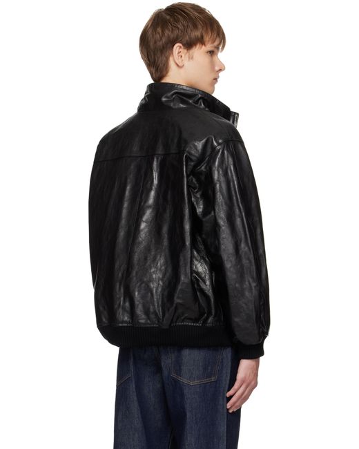 AURALEE Lamb Leather Zip Blouson Jacket in Black for Men | Lyst
