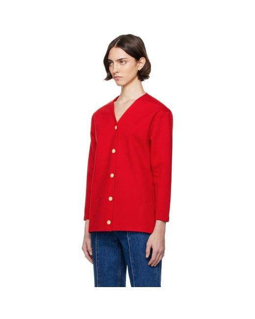 Bally Red V-Neck Cardigan