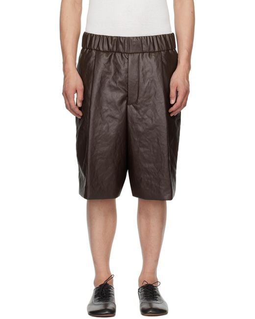 メンズ Dries Van Noten ブラウン タック ショートパンツ Black
