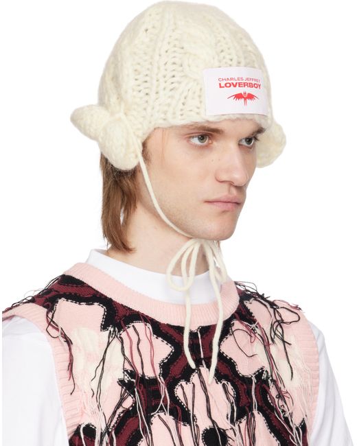 Charles Jeffrey Pink Chunky Aviator Beanie for men