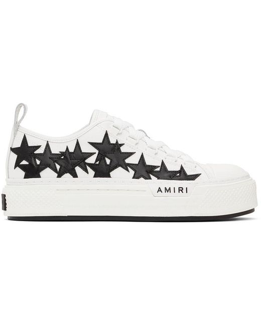 Amiri Leather Stars Court Low-top Sneakers in White/Black (Black) | Lyst UK