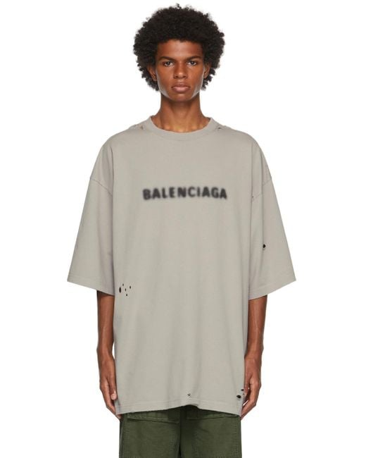 Balenciaga Cotton Grey Blurry Distressed T-shirt in Gray for Men - Lyst