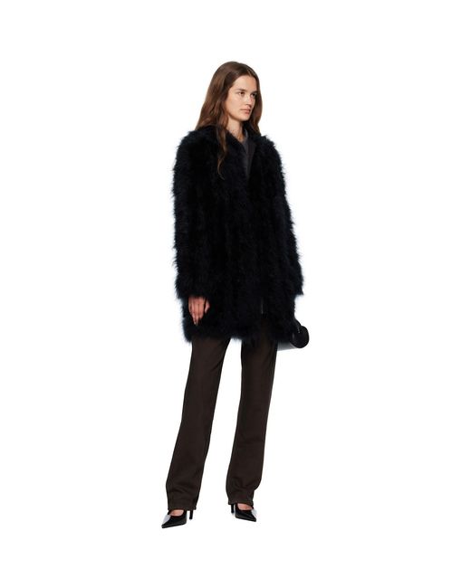 Yves Salomon Black Long Feather Coat