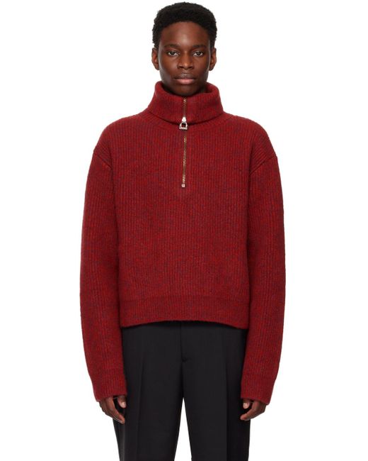 Wooyoungmi Red Half-zip Sweater for men