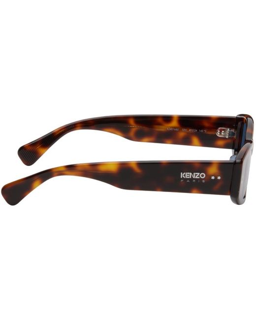 KENZO Black Tortoiseshell Rectangular Sunglasses for men