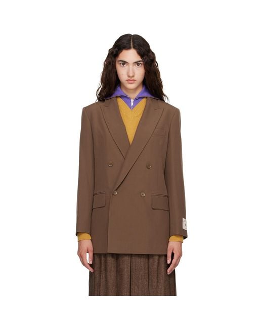MM6 by Maison Margiela Brown Taupe Wool Blend Suit Blazer