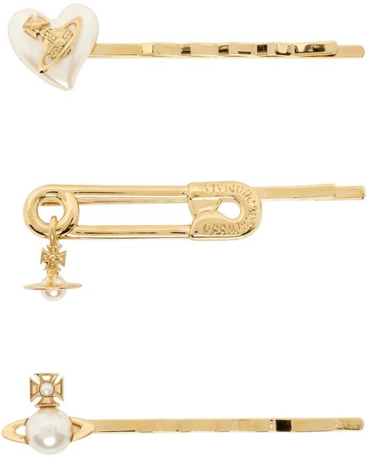 Vivienne Westwood White Gold Tilda Hair Pin Set