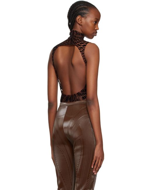 Mugler Multicolor Brown Star Bodysuit