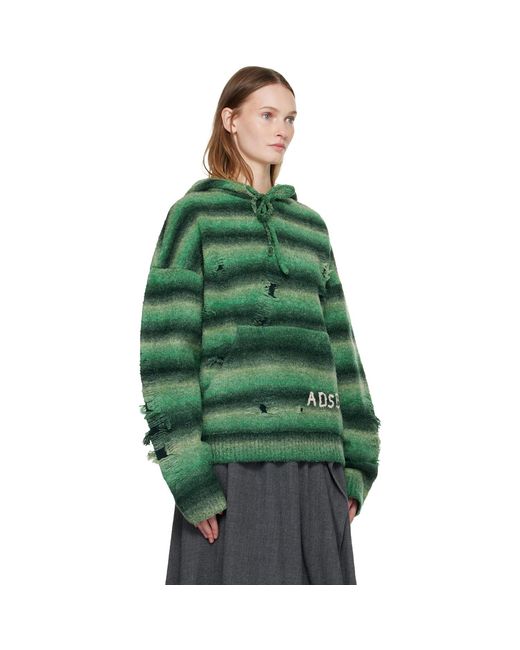 ANDERSSON BELL Green Gradient Distressed Hoodie