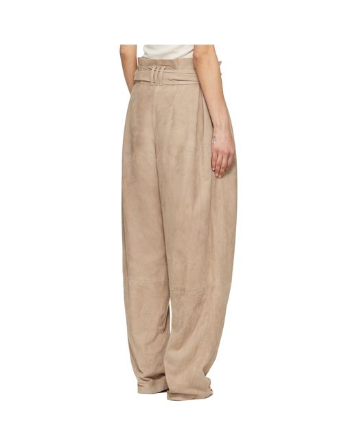 Balmain Natural Suede High-Waisted Trousers